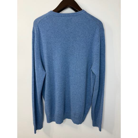 Jos A Bank Men's V Neck Cashmere Sweater Preppy Luxury Sz XL Blue - Picture 2 of 9